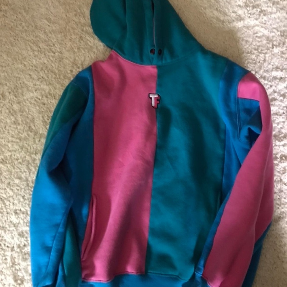 Teddy Fresh Vibrant Pink and Teal Colorblock Sweatshirt